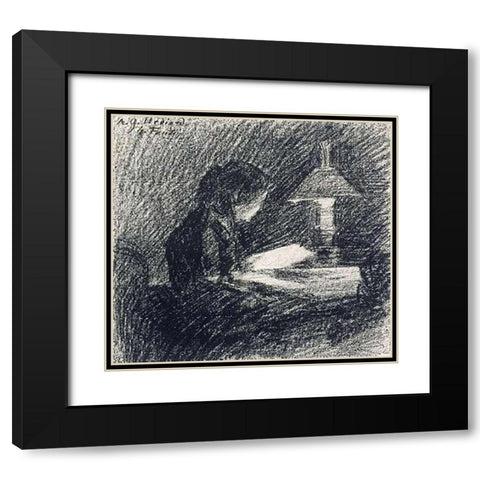 The Lesson Black Modern Wood Framed Art Print with Double Matting by Latour, Henri Fantin