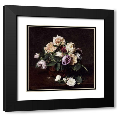 Vase De Fleurs Black Modern Wood Framed Art Print with Double Matting by Fantin-Latour, Henri