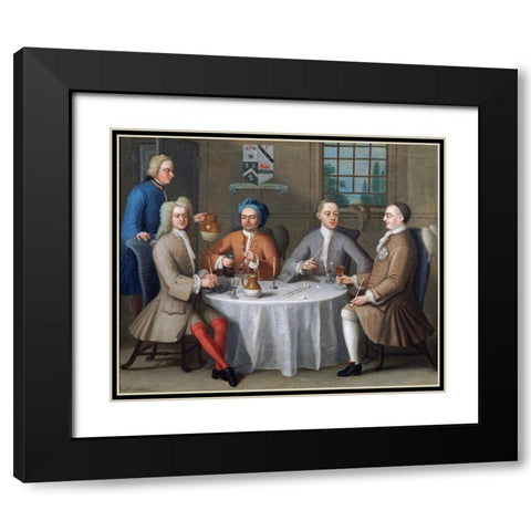 Sir Thomas Sebright, Sir John Bland and Two Friends Black Modern Wood Framed Art Print with Double Matting by Ferrers, Benjamin