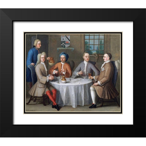 Sir Thomas Sebright, Sir John Bland and Two Friends Black Modern Wood Framed Art Print with Double Matting by Ferrers, Benjamin