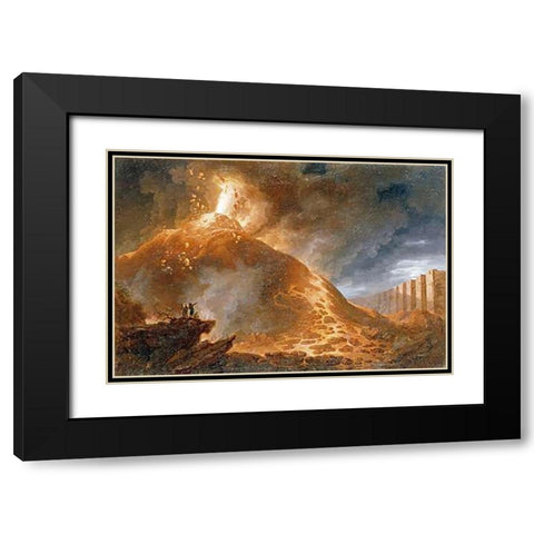 The Eruption of Vesuvius, 1768 Black Modern Wood Framed Art Print with Double Matting by Fidanza, Francesco