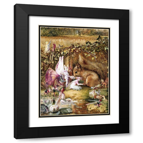 The Wounded Squirrel Black Modern Wood Framed Art Print with Double Matting by Fitzgerald, John Anster