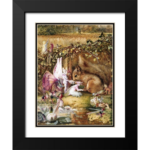The Wounded Squirrel Black Modern Wood Framed Art Print with Double Matting by Fitzgerald, John Anster
