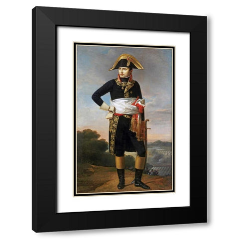 Portrait of Napoleon Black Modern Wood Framed Art Print with Double Matting by French School