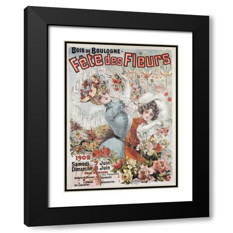 Fete Des Fleurs Black Modern Wood Framed Art Print with Double Matting by Galice, Louis
