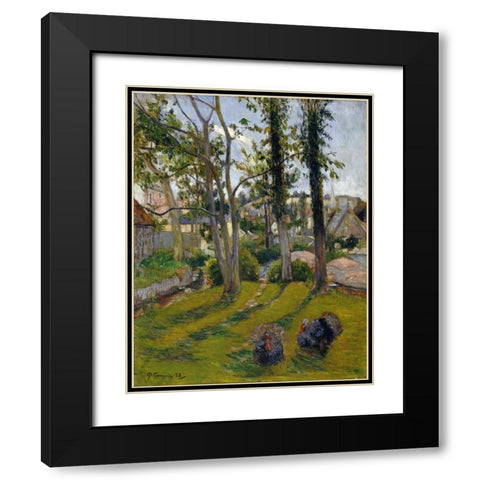 Les Dindons - Pont Aven Landscape, 1888 Black Modern Wood Framed Art Print with Double Matting by Gauguin, Paul