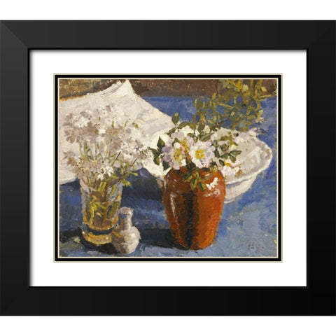 Still Life With Flowers In a Vase Black Modern Wood Framed Art Print with Double Matting by Gilman, Harold