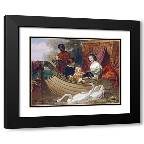 The Children of King Charles I Black Modern Wood Framed Art Print with Double Matting by Goodall, Frederick