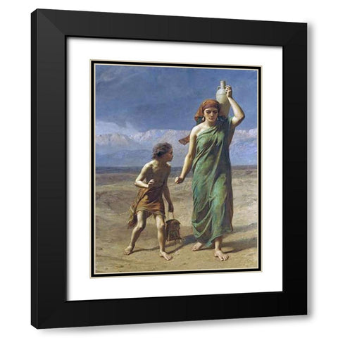 Hagar and Ishmael Black Modern Wood Framed Art Print with Double Matting by Goodall, Frederick