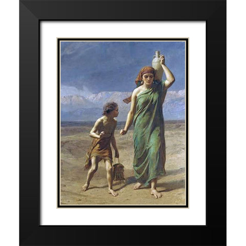 Hagar and Ishmael Black Modern Wood Framed Art Print with Double Matting by Goodall, Frederick