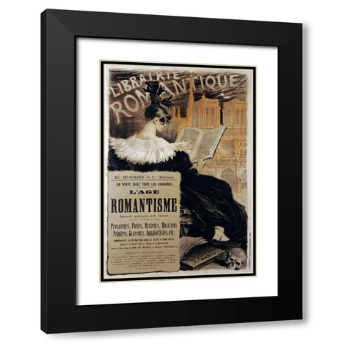 Librairie Romantique Black Modern Wood Framed Art Print with Double Matting by Grasset, Eugene