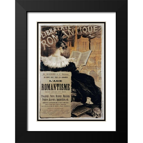Librairie Romantique Black Modern Wood Framed Art Print with Double Matting by Grasset, Eugene