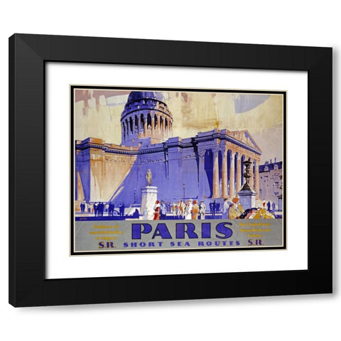 Paris, Southern Railway Black Modern Wood Framed Art Print with Double Matting by Grifin