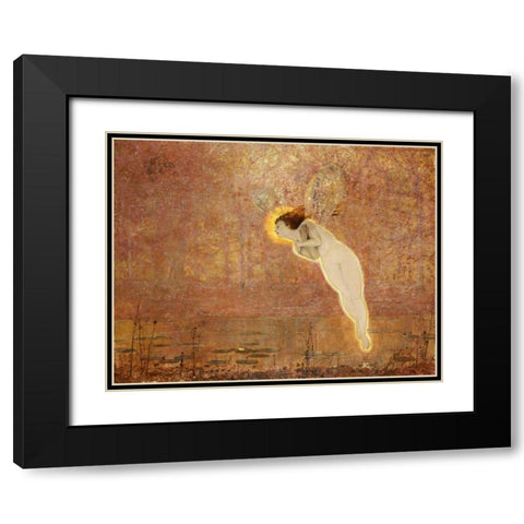 Iris Black Modern Wood Framed Art Print with Double Matting by Grimshaw, John Atkinson
