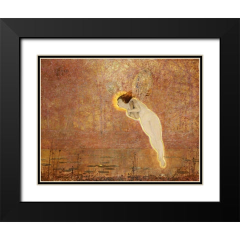 Iris Black Modern Wood Framed Art Print with Double Matting by Grimshaw, John Atkinson