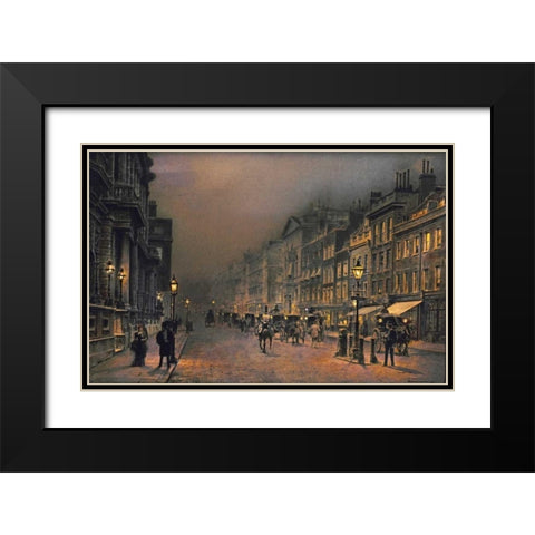 St Jamess Street Black Modern Wood Framed Art Print with Double Matting by Grimshaw, John Atkinson
