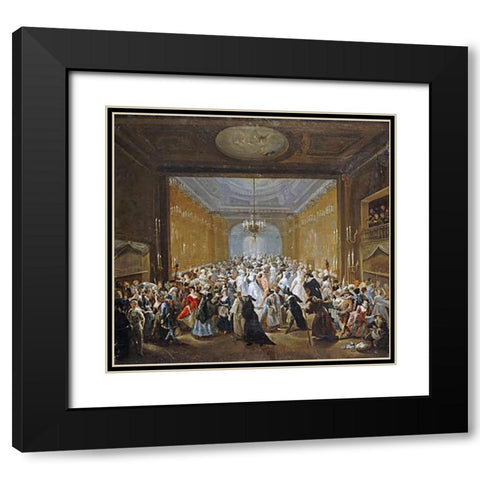 The Subscription Ball In The Haymarket Black Modern Wood Framed Art Print with Double Matting by Grisoni, Giuseppe