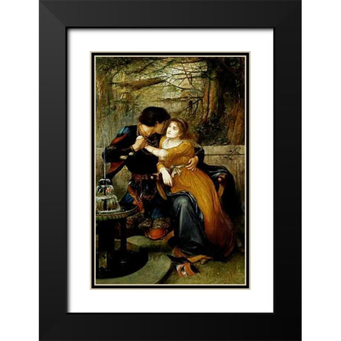 Paolo and Francesca Black Modern Wood Framed Art Print with Double Matting by Halle, Charles Edward