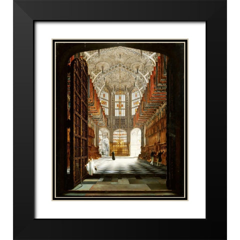 A View of The Interior of Henry VIIs Chapel, Westminster Abbey Black Modern Wood Framed Art Print with Double Matting by Harwood, John