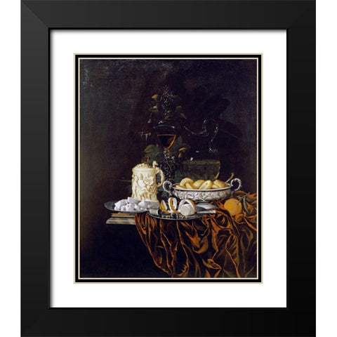Pastry In a Silver Dish, Sweetmeats On a Plate Black Modern Wood Framed Art Print with Double Matting by Hinz, Johann Georg