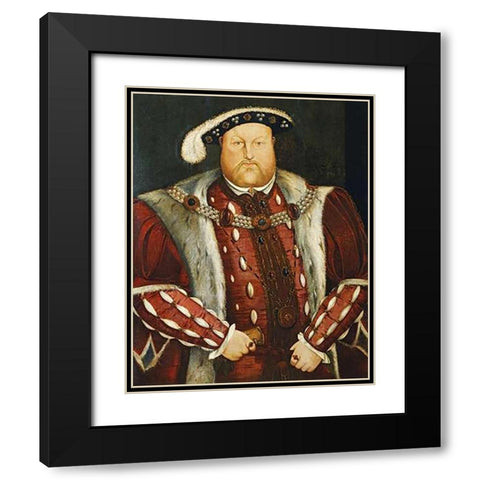 Portrait of King Henry VIII Black Modern Wood Framed Art Print with Double Matting by Holbein, Hans