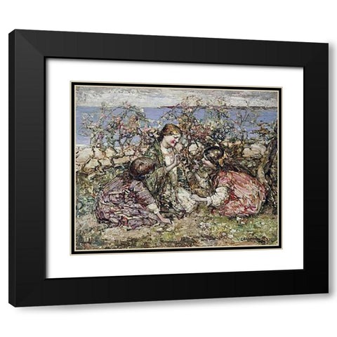 The Butterfly Black Modern Wood Framed Art Print with Double Matting by Hornel, Edward Atkinson