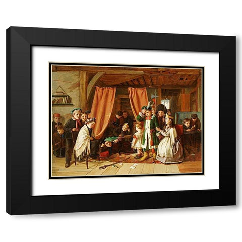 The Play Scene In Hamlet Black Modern Wood Framed Art Print with Double Matting by Hunt, Charles