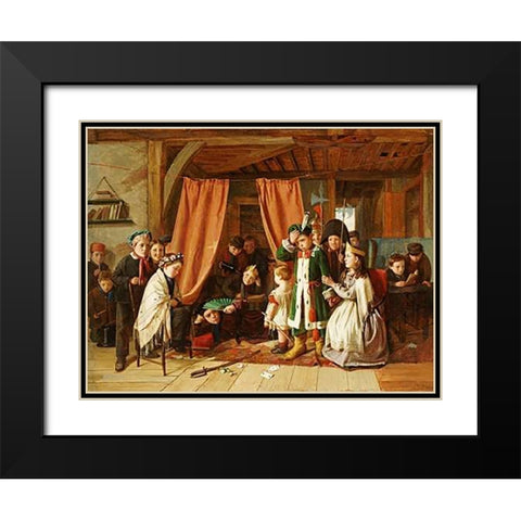 The Play Scene In Hamlet Black Modern Wood Framed Art Print with Double Matting by Hunt, Charles