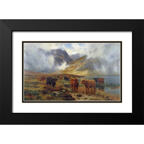By Loch Treachlan, Glencoe, Morning Mists Black Modern Wood Framed Art Print with Double Matting by Hurt, Louis Bosworth