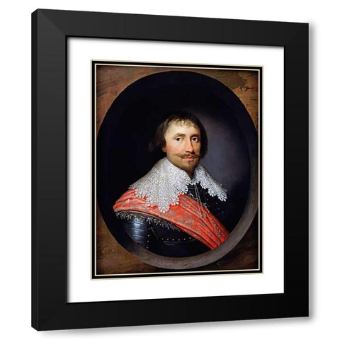 Portrait of Robert De Vere, The 19th Earl of Oxford Black Modern Wood Framed Art Print with Double Matting by Johnson, Cornelius