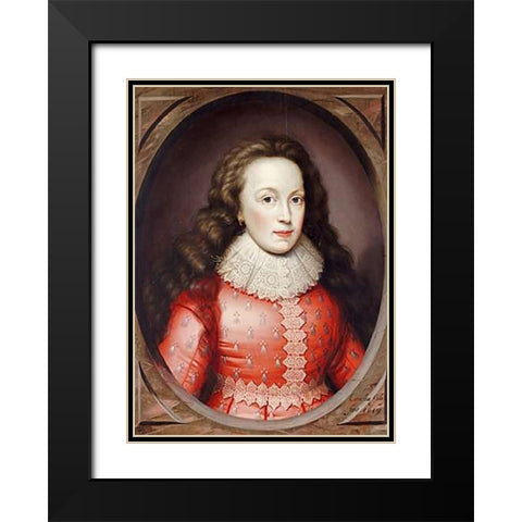 Portrait of Alathea, Countess of Arundel Black Modern Wood Framed Art Print with Double Matting by Johnson, Cornelius