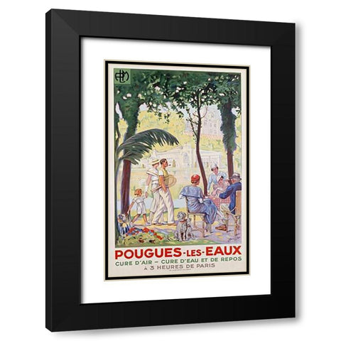 Pougues Les Eaux, PLM Black Modern Wood Framed Art Print with Double Matting by Jonas, F.