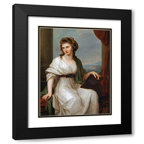 Portrait of The Artist Black Modern Wood Framed Art Print with Double Matting by Kauffmann, Angelica