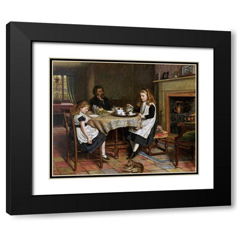 There Is No Fireside..... Black Modern Wood Framed Art Print with Double Matting by Kilburne, George Goodwin