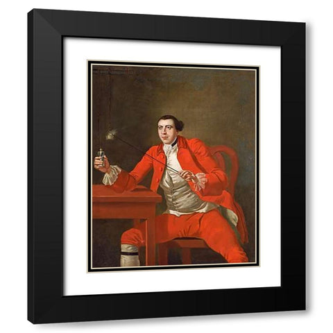 Portrait of a Gentleman Black Modern Wood Framed Art Print with Double Matting by Knapton, George