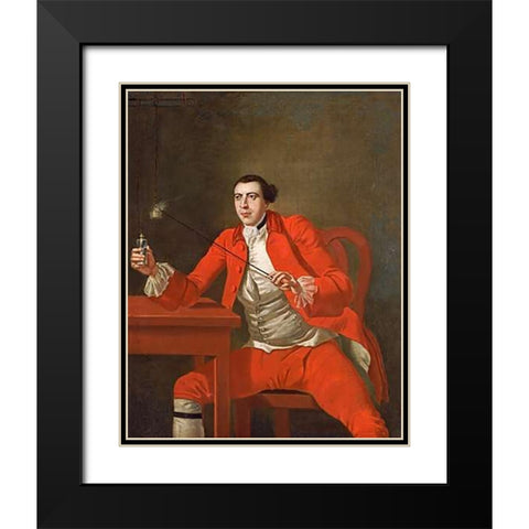 Portrait of a Gentleman Black Modern Wood Framed Art Print with Double Matting by Knapton, George