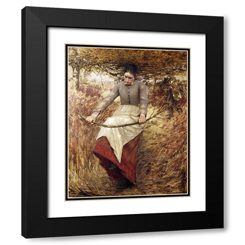 An Autumn Morning Black Modern Wood Framed Art Print with Double Matting by La Thangue, Henry Herbert