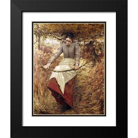 An Autumn Morning Black Modern Wood Framed Art Print with Double Matting by La Thangue, Henry Herbert
