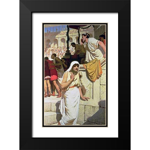 The Gladiators Wife Black Modern Wood Framed Art Print with Double Matting by Leighton, Edmund Blair