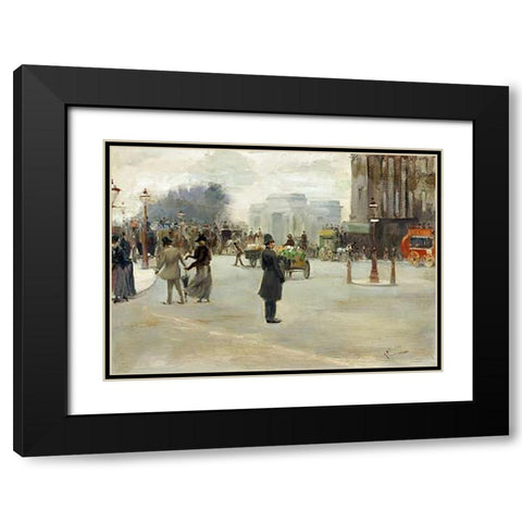 Hyde Park Corner Black Modern Wood Framed Art Print with Double Matting by Ludovici, Albert