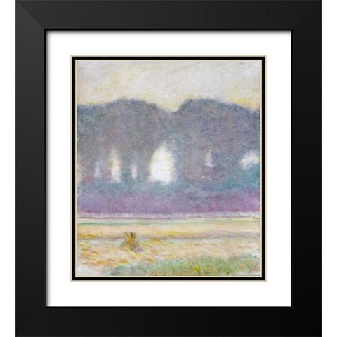 Fir Trees and a Corn Field Black Modern Wood Framed Art Print with Double Matting by Macke, August