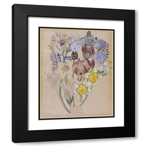 Mont Louis - Flower Study Black Modern Wood Framed Art Print with Double Matting by Mackintosh, Charles Rennie
