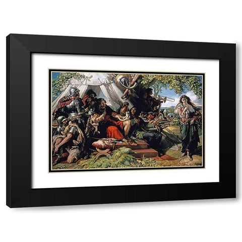 King Cophetua and The Beggar Maid Black Modern Wood Framed Art Print with Double Matting by Maclise, Daniel