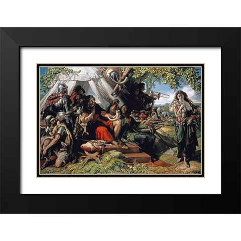 King Cophetua and The Beggar Maid Black Modern Wood Framed Art Print with Double Matting by Maclise, Daniel
