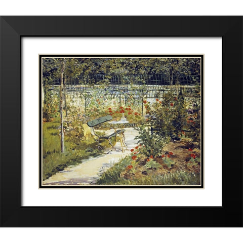 The Bench, Garden at Versailles Black Modern Wood Framed Art Print with Double Matting by Manet, Edouard