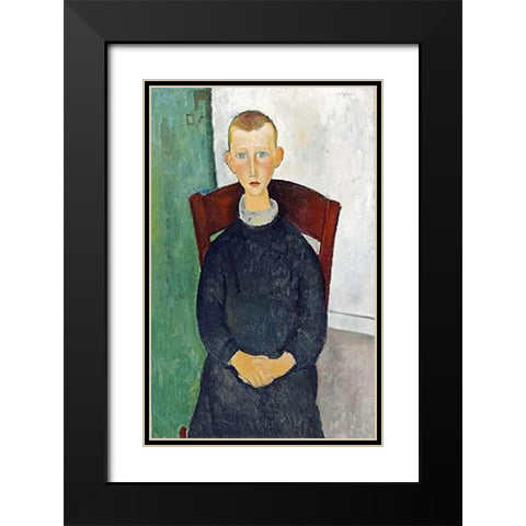 The Caretakers Son Black Modern Wood Framed Art Print with Double Matting by Modigliani, Amedeo