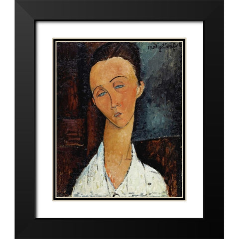 Lunia Czechowska Black Modern Wood Framed Art Print with Double Matting by Modigliani, Amedeo