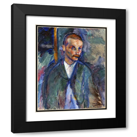 The Beggar of Livorne Black Modern Wood Framed Art Print with Double Matting by Modigliani, Amedeo