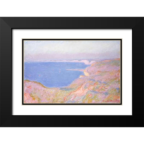 On the Cliffs Near Dieppe, Sunset Black Modern Wood Framed Art Print with Double Matting by Monet, Claude