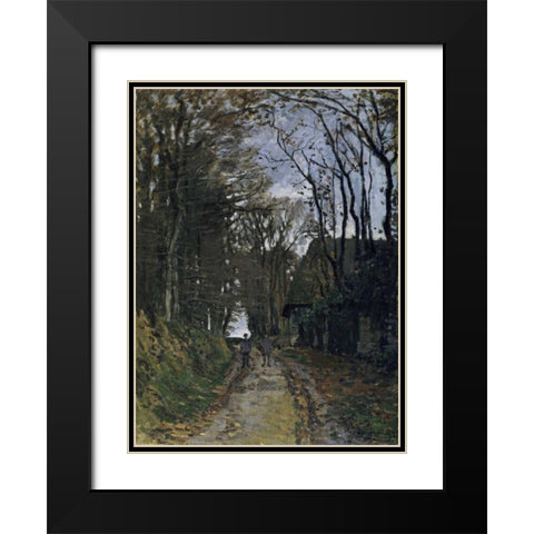 A Normandy Path Black Modern Wood Framed Art Print with Double Matting by Monet, Claude